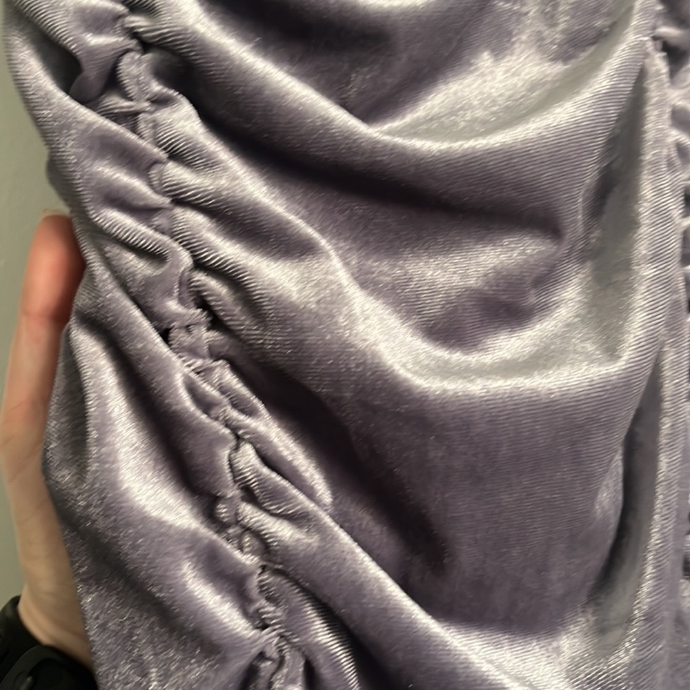 Purple Velvet Rouched Dress - Picture 2 of 4